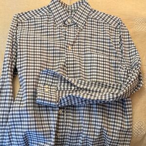 Eton Men's Blue and White Plaid Shirt